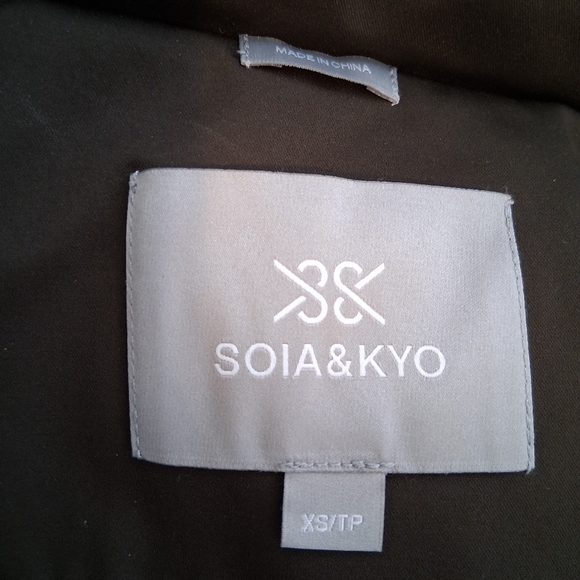 SAOIA & KYO Fur Trim Down Darkgreen Coat Size XS - Picture 2 of 10